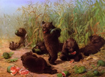 スイカ畑のクマたち ウィリアム・ホルブルック・ビアード Oil Paintings